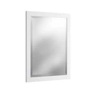 24 in. W x 30 in. H Framed Rectangular Beveled Edge Bathroom Vanity Mirror in White