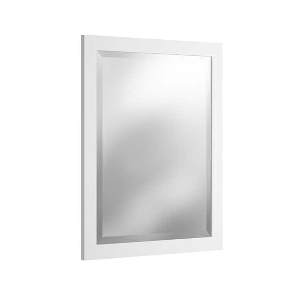 Alaterre Furniture 24 in. W x 30 in. H Framed Rectangular Beveled Edge Bathroom Vanity Mirror in White