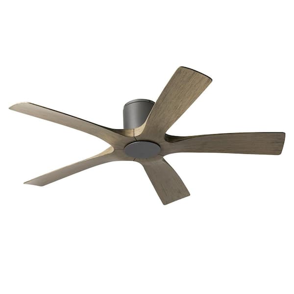 Aviator 54 in. Smart Indoor/Outdoor 5-Blade Graphite Weathered Gray Flush Mount Ceiling Fan with Remote Control