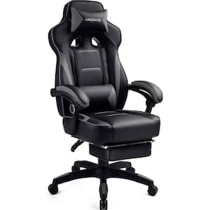 Footrest Office Desk Chair Ergonomic Gaming Chair Gray PU Leather Racing Style E-Sports Gamer Chairs