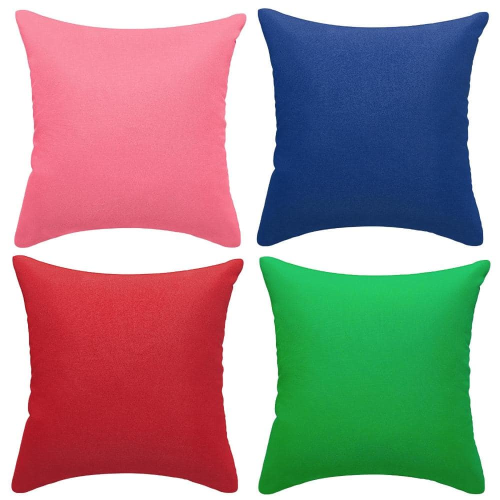 18 x 18 in Outdoor Pillow Covers Water Resistant Polyester Red Pink Green Blue 4 Pack price history on PriceWatchPro