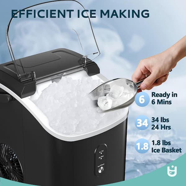 EUHOMY 10 in. 34 lb. /24H Nugget Ice Countertop Portable Ice EUHOMY 10 in. 34 lb. /24H Nugget Ice Countertop Portable Ice