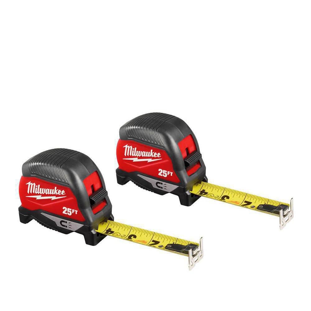Milwaukee 25 ft. Compact Magnetic Tape Measure (2-Pack) 48