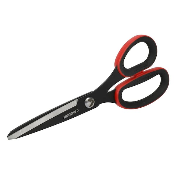 Arrow Boxcutting 2-in-1 Stainless Steel Scissors, 8 in. , Ergonomic Grip, Rust-Proof, Black/Red