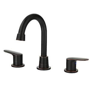 8 in. Widespread Double Handle Bathroom Faucet with Drain Kit Inclued in Oil Rubbed Bronze