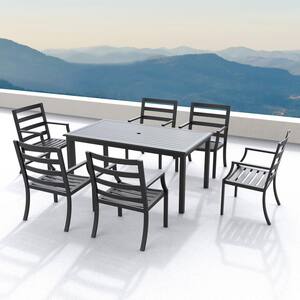 Riverside 7-Piece Aluminum Rectangular Outdoor Dining Set