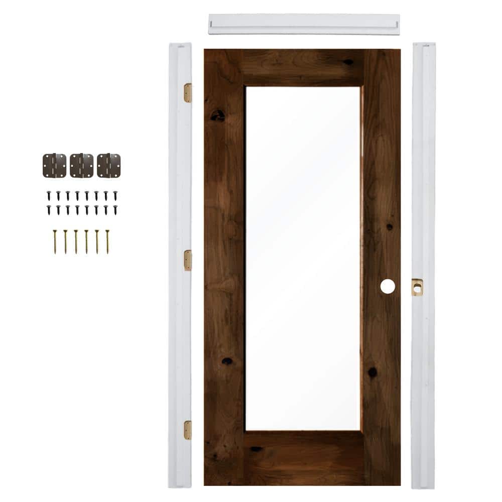 28in.x80in. Left-Hand 1Lite Clear Glass Provincial Stain Wood Assembly Required Interior Door Kit w/Quick Assemble Jamb price history on PriceWatchPro