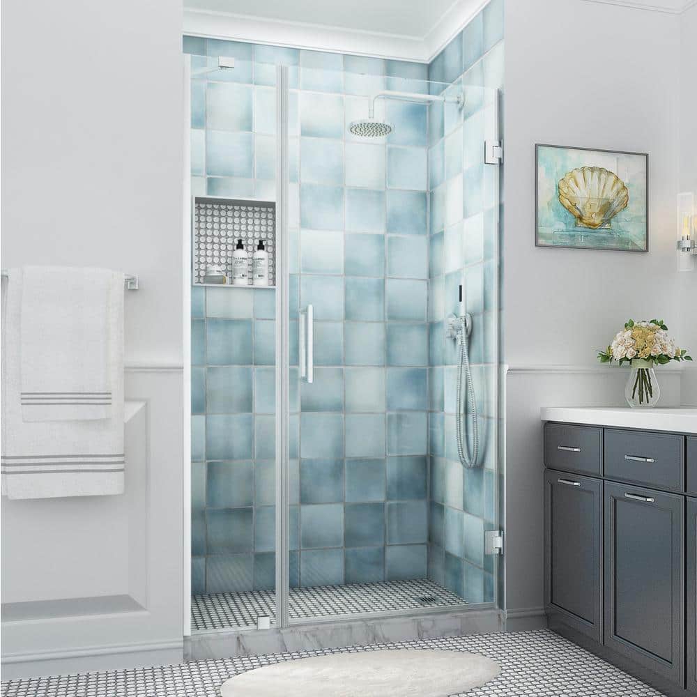Belmore XL 80" High Frameless Hinged Shower Door with Clear Glass