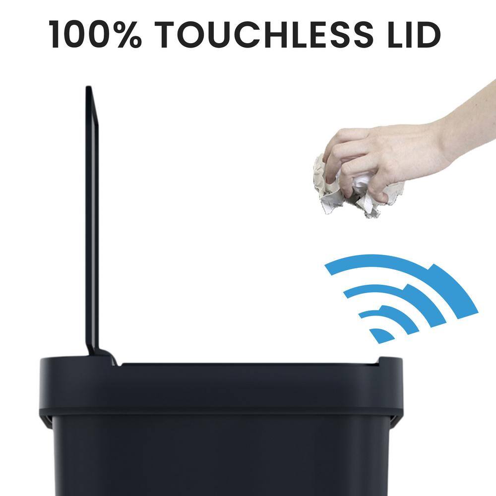Black 13.2 Gallon Touchless Plastic Kitchen Trash Can