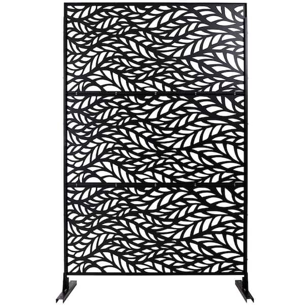 Sudzendf Outdoor and Indoor Freestanding Decorative Privacy Screen Metal Privacy Screen, Fence Panels in Black