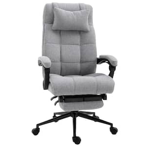 26" x 27.5" x 48.75" Light Grey Polyester Footrest & Headrest Executive Chair with Arms