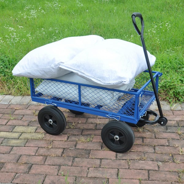 Unbranded 3.5 cu. ft. Solid Wheels Tools Cart, Wagon Cart, Metal Garden Cart Trucks in Blue