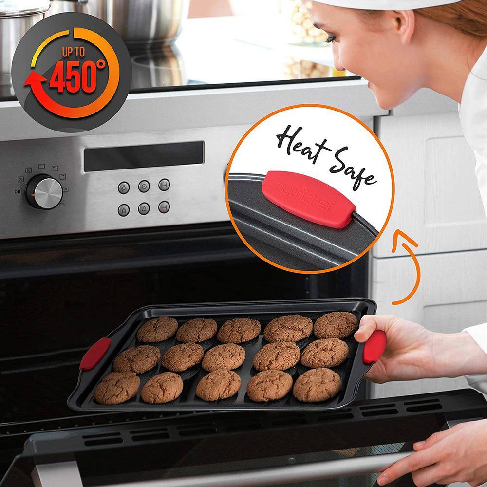 NutriChef 3 Piece Non-Stick Gray Carbon Steel Bakeware Set