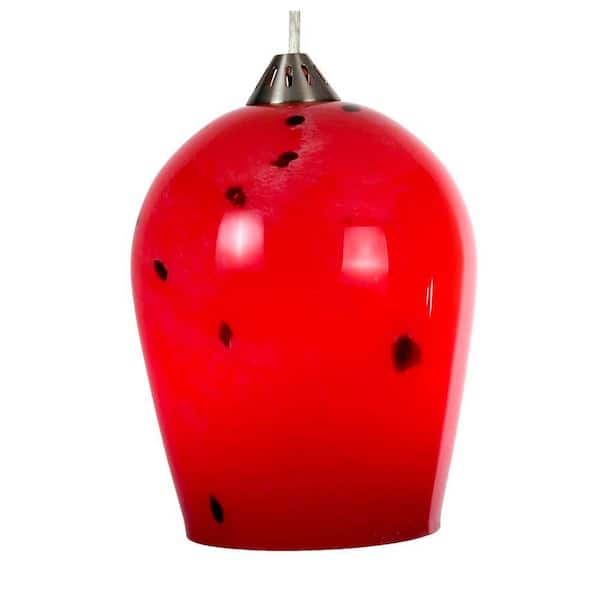 Home Decorators Collection 1-Light Red Ceiling Pendant with Watermelon Art Glass Shade