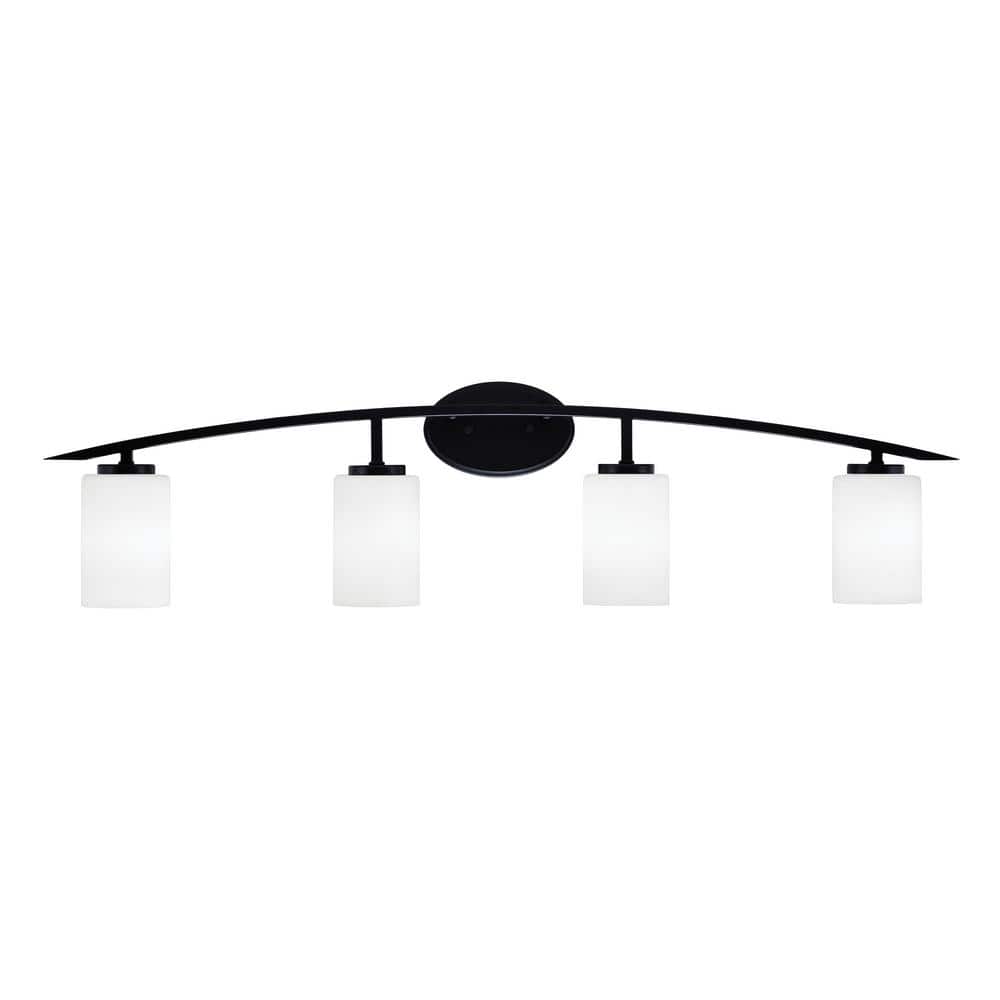 Siena 40 in. 4-Light Matte Black Vanity-Light with 4 in. White Muslin Glass