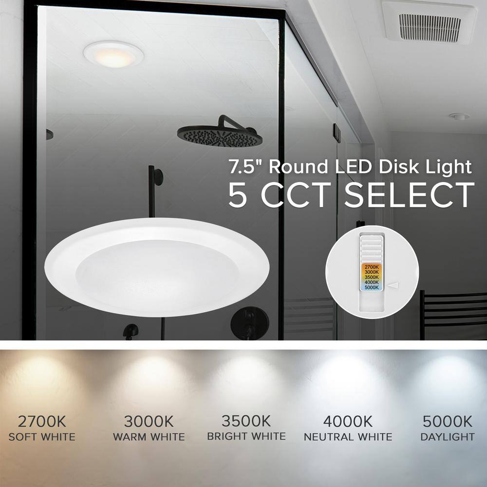 Maxxima 7.5" White LED Flush Mount Ceiling Light Fixture