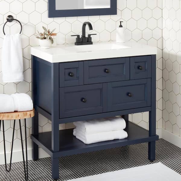 Farrington 4 in. Centerset Double-Handle High-Arc Bathroom Faucet in Matte Black