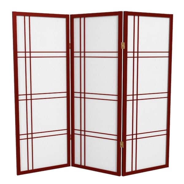 Oriental Furniture 4 ft. Short Double Cross Shoji Screen - Rosewood - 3 Panels