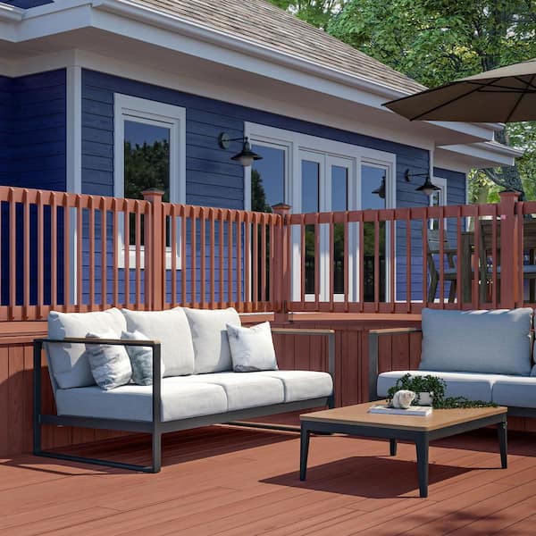 6 ft. Redwood-Tone Southern Yellow Pine Rail Kit with B2E Balusters