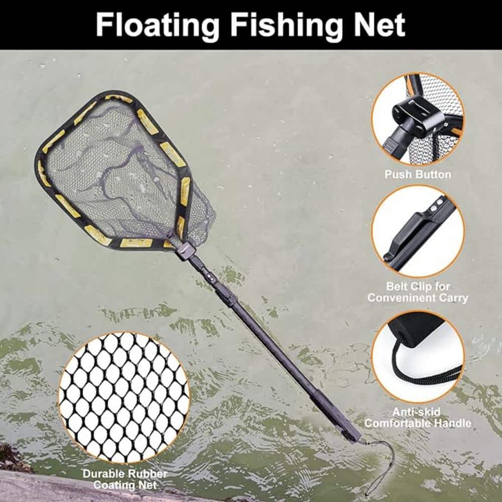 Compact Black Aluminum Telescopic Fishing Landing Net