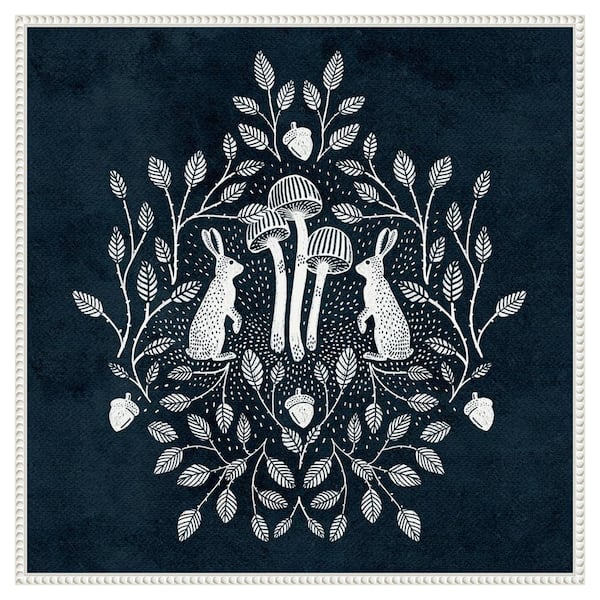 Amanti Art Rabbits and Mushrooms V by Katie Oshea 30 in. W x 30 in. H Canvas Float Frame in White