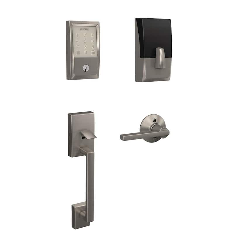 Century Encode Smart Wi-Fi Door Lock with Alarm and Latitude handle Handle set in Satin Nickel