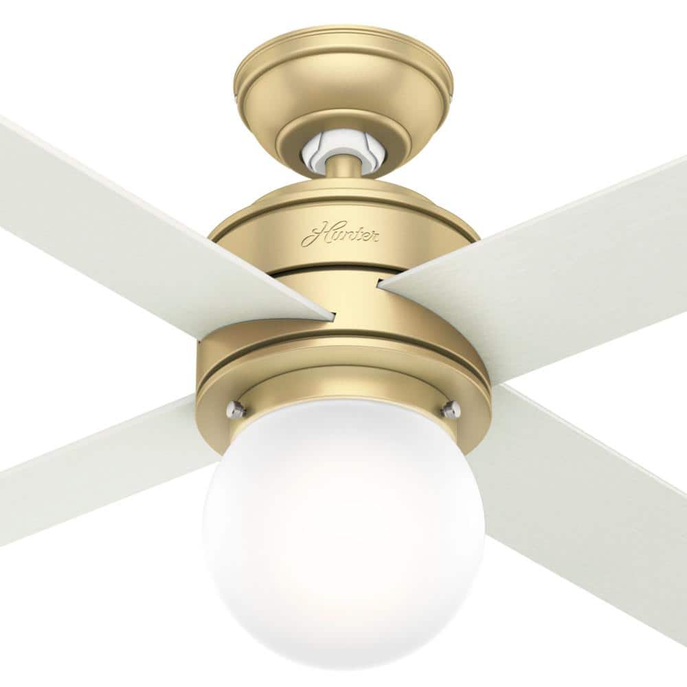 Hepburn 44" Modern Brass Low Profile Ceiling Fan with LED Chandelier