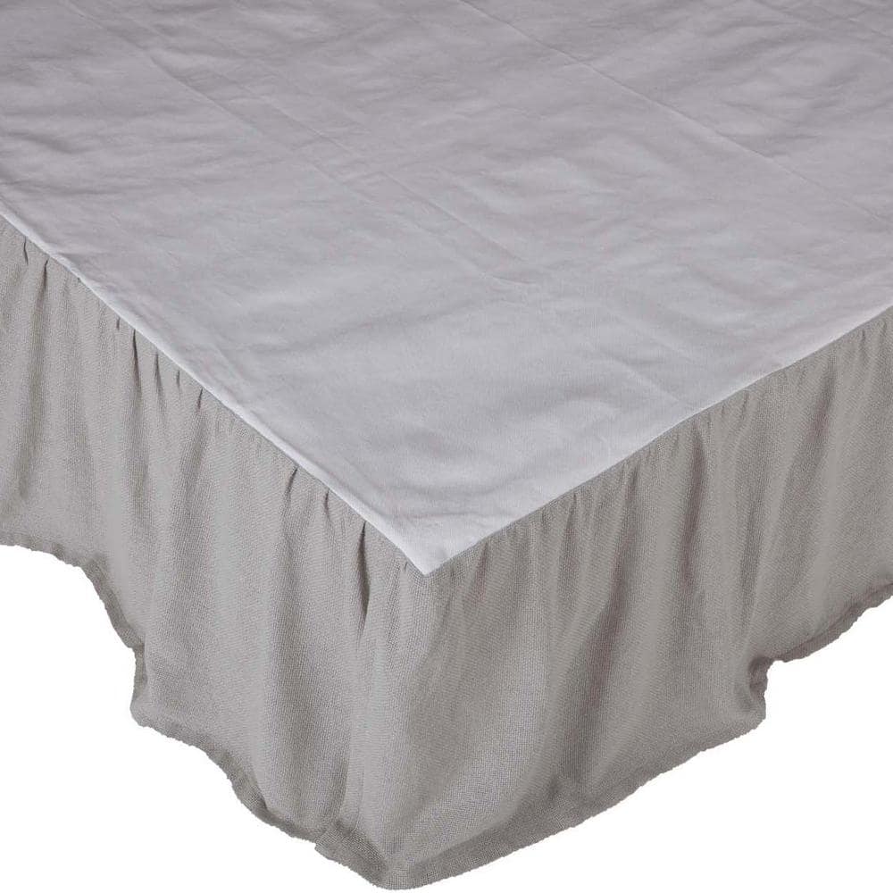 Dove Grey Cotton Burlap King Bed Skirt with Split Corners
