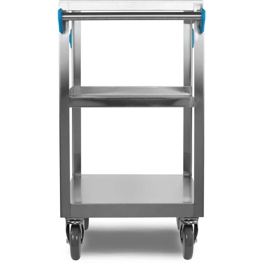 Stainless Steel 3-Shelf Utility Cart with Raised Edges, 300 lb Capacity