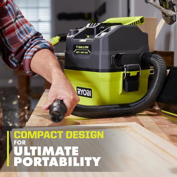 RYOBI ONE+ 18V Cordless Wet/Dry Vacuum (Tool Only) with 1-1