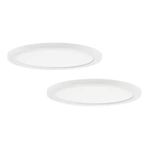 15 in. New Ultra-Low Profile Edgelit 5CCT Selectable LED Flush Mount Matte White (2-Pack)