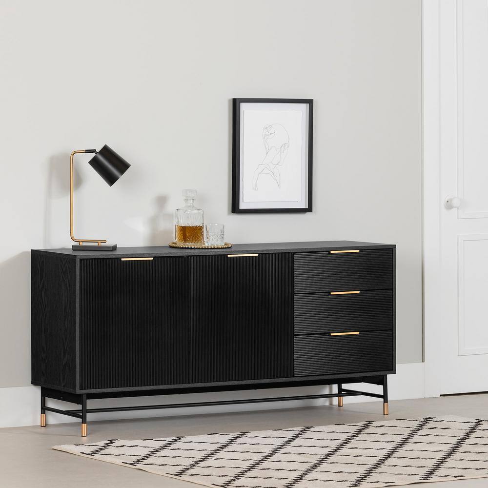 Arlo Black and Gold Mid-Century Modern Sideboard