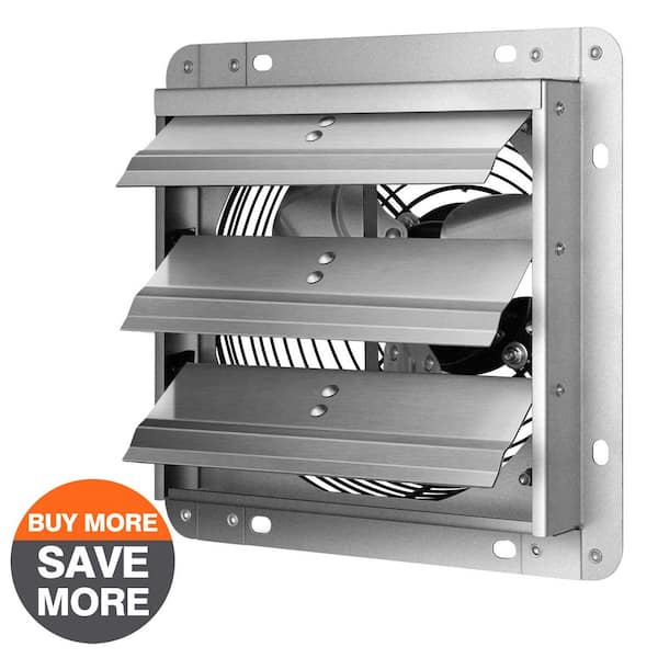 10 in. 820 CFM CFM Silver Exhaust Electric Powered Gable Mount Shutter Fan/Vent, High Speed, Silver