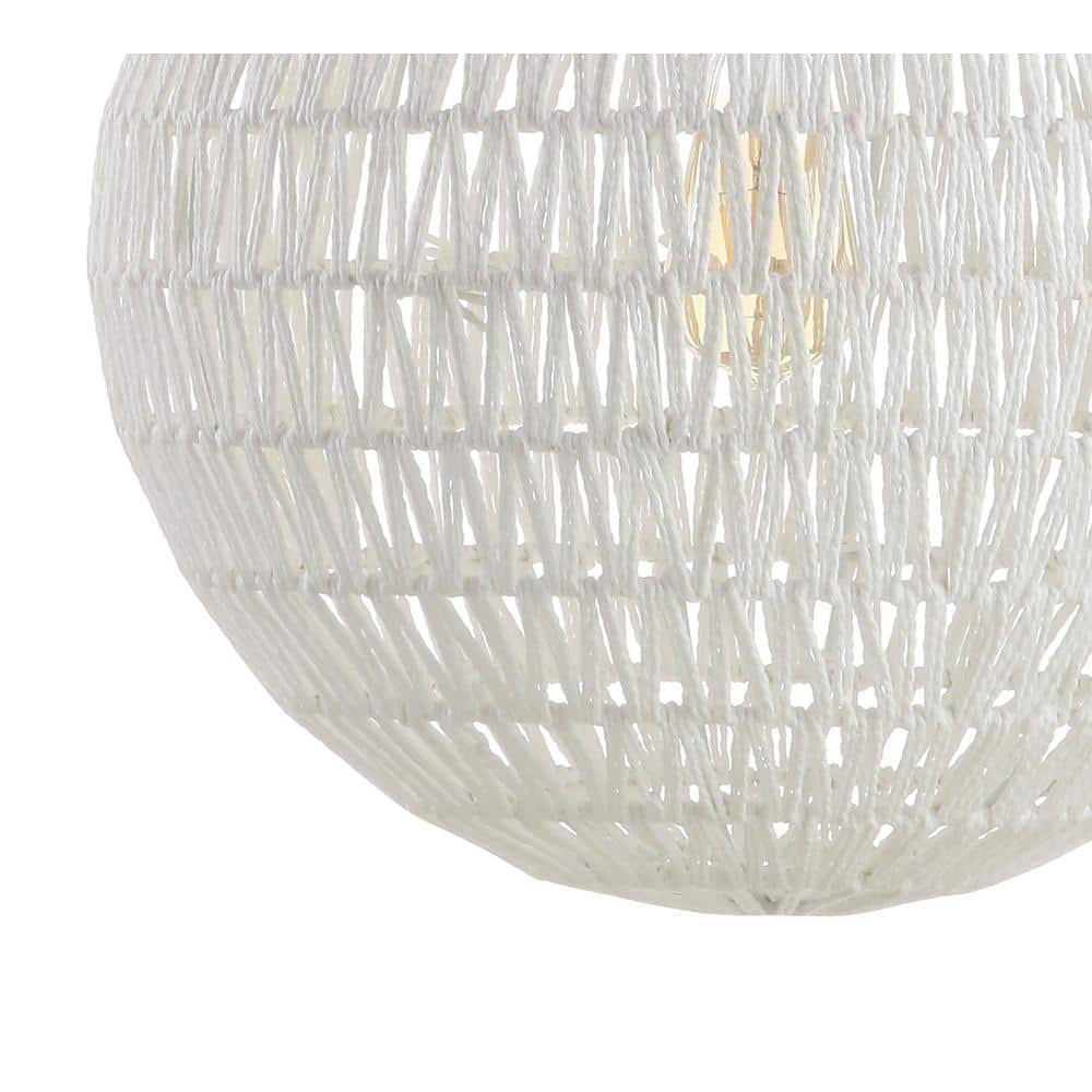 White Woven Rattan Orb LED Pendant Light