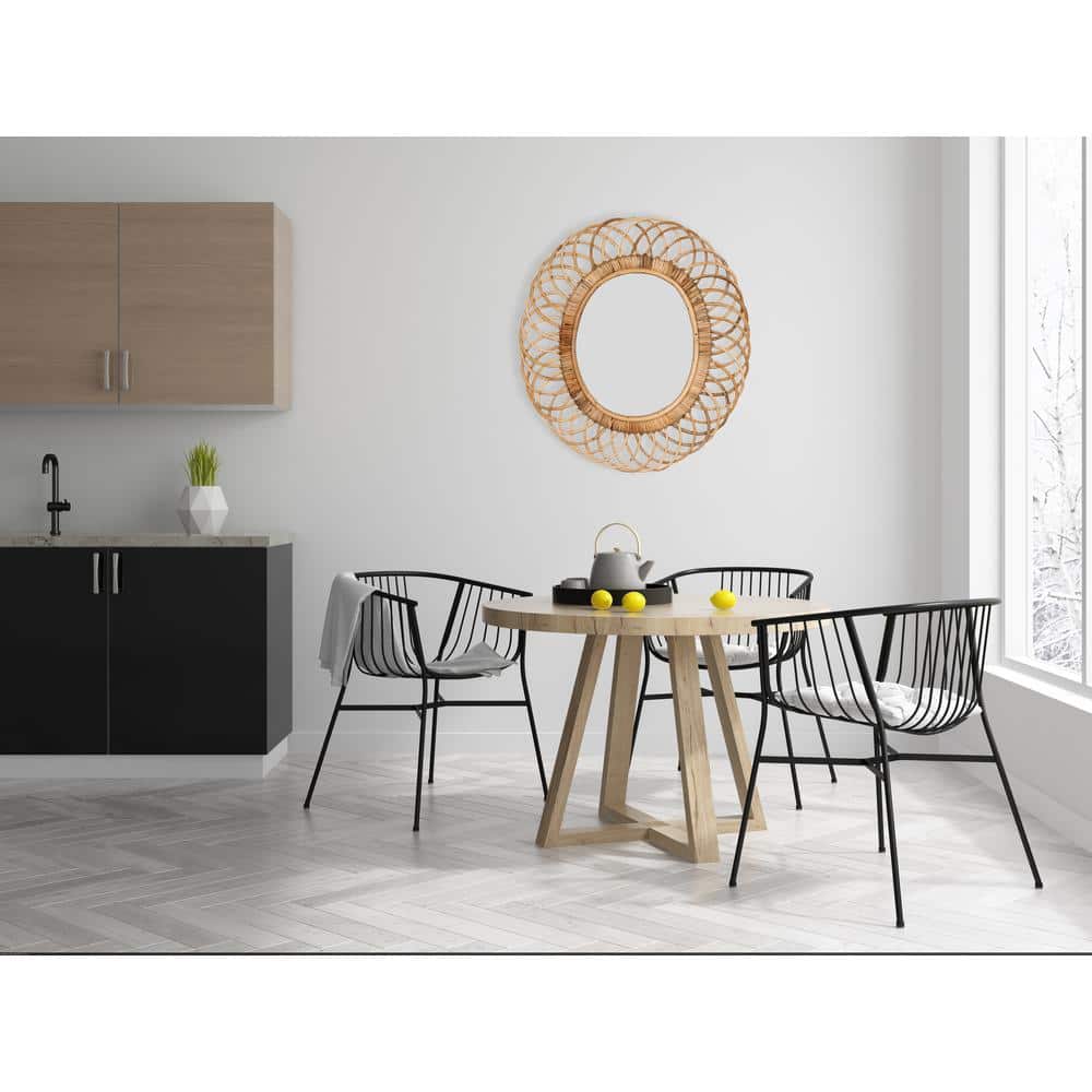 Natural Bamboo Oval Full-Length Wall Mirror