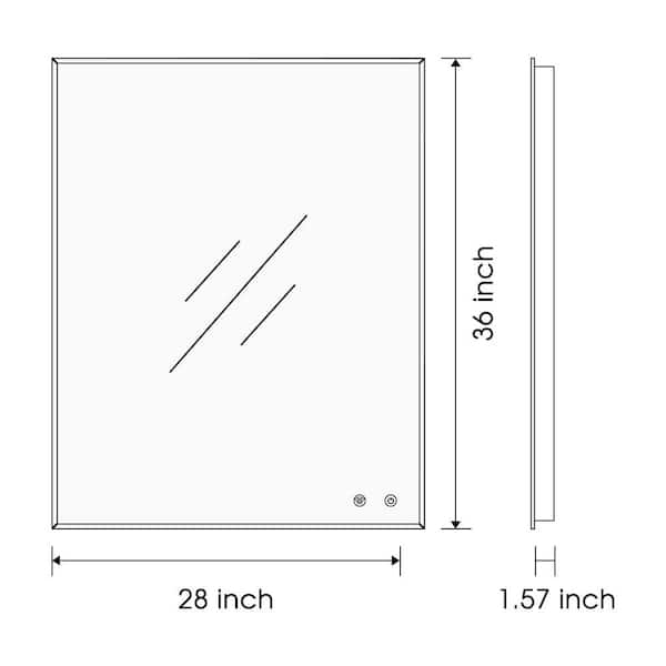 Aolaith Wall Mounted Rectangular Frameless Anti Fog LED Light Bathroom Mirror,Dimmable Vanity Mirror Wrought Studio Size: 36 H x 28 W