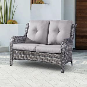 Pocassy 2-Seat Wicker Outdoor Loveseat Sofa Patio with CushionGuard ...