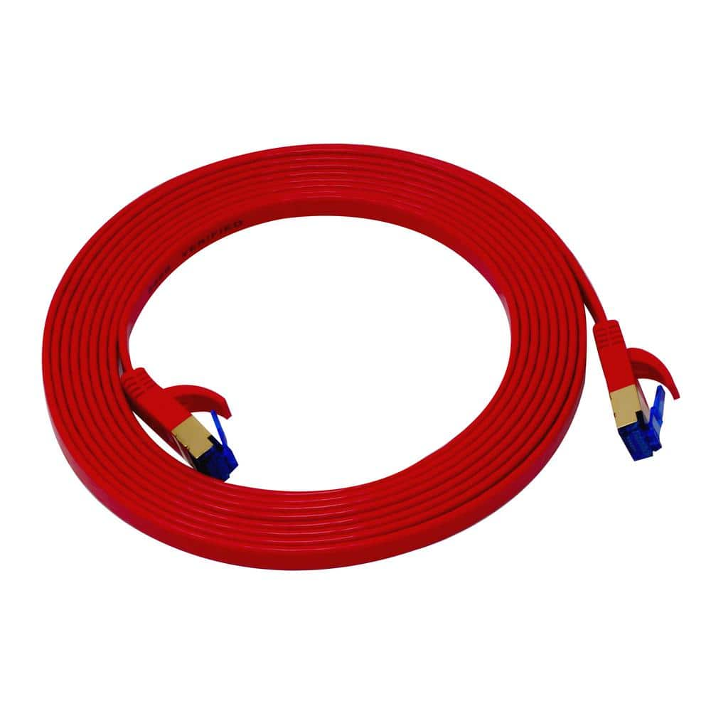 QualGear 10 ft. CAT 7 Flat High-Speed Ethernet Cable - Red