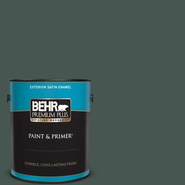 BEHR PREMIUM PLUS 1 gal. #ECC-45-3 Conifer Satin Enamel Exterior Paint & Primer