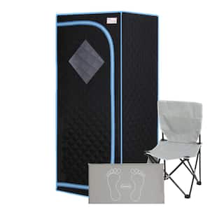 Portable Full Size Infrared Sauna Tent Home Spa with Panels, Heating Foot Pad, Controller, Chair, Reading light, Black