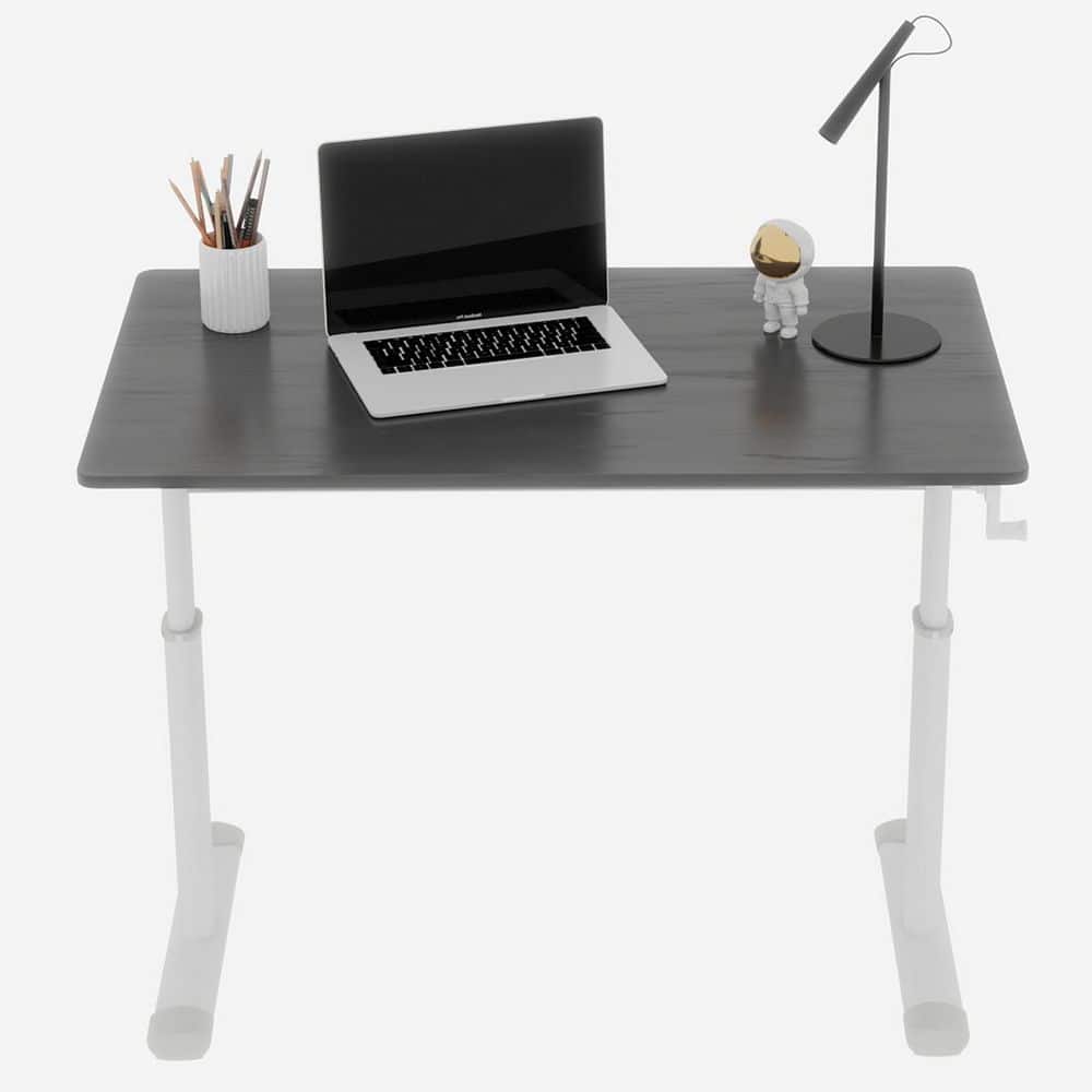 Dunford 39.37 in. Rectangle Grey + White Wood and Metal Adjustable Office Desk Computer Tables