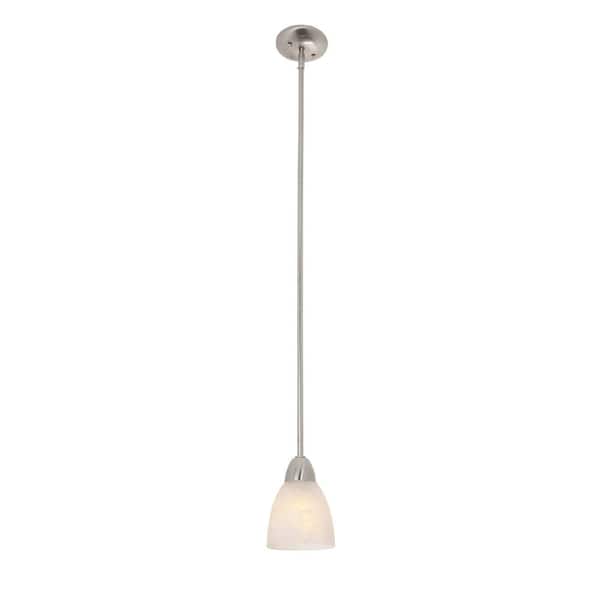 Designers Fountain - Torino 60-Watt 1-Light Brushed Nickel Transitional Mini Pendant Light with Alabaster Glass Shade and No Bulbs Included