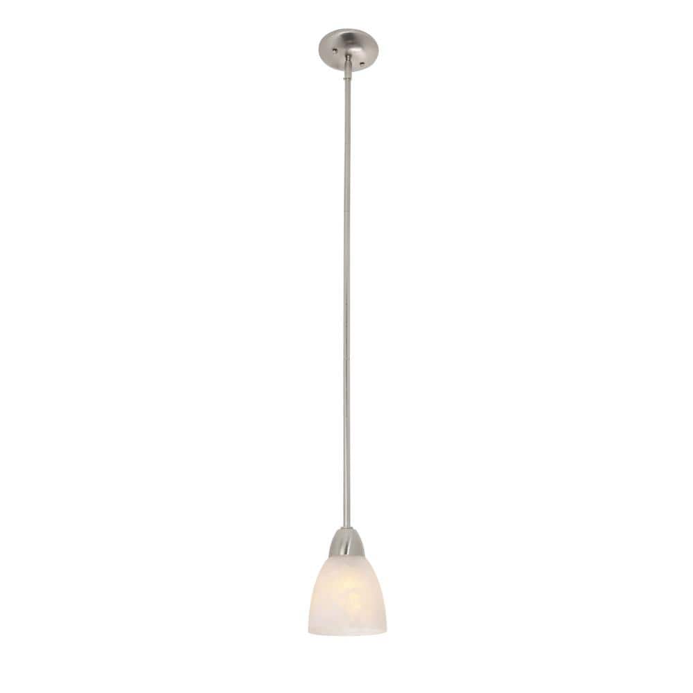 Brushed Nickel Mini Pendant Light with Alabaster Glass Shade