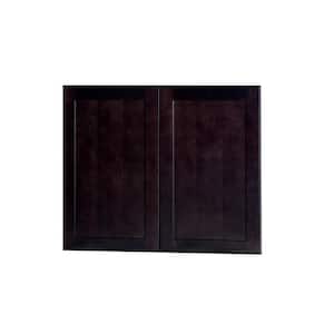 Bremen Ready to Assemble 30x18x12 in. Shaker High Double Door Wall Cabinet in Espresso