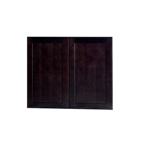 Bremen Cabinetry Bremen Ready to Assemble 33x30x12 in. Shaker Wall Cabinets with 2-Door and 2 Adjustable Shelves in Espresso