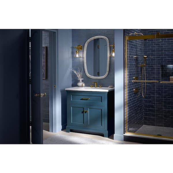 Charlemont 25in. Single Sink Freestanding Tidal Blue Bath Vanity with White Quartz Top Assembled