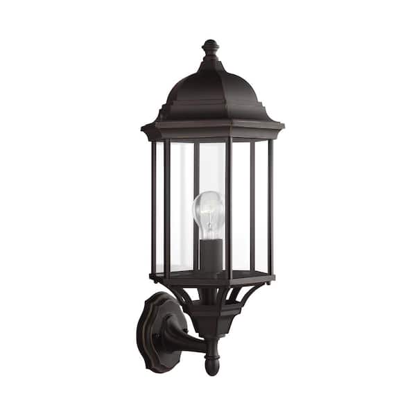 Sevier 1-Light Antique Bronze Outdoor 21.75 in. Wall Lantern Sconce