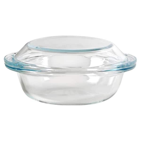 1-Piece Clear Glass Mini Casserole Dish with Lid, Oven and Microwave Safe Bakeware with Handles, 13OZ Capacity