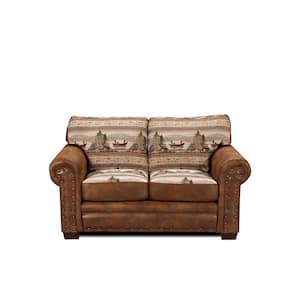 Alpine Lodge 67 in. brown Pattern Microfiber 2-Seater Loveseat with Removable Cushions