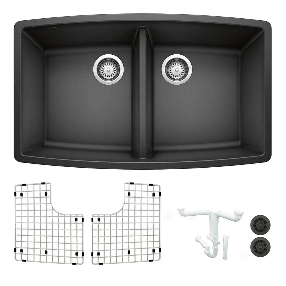 Performa 33 in. Undermount Double Bowl Anthracite Granite Composite Kitchen